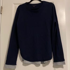 Olivia Sky mixed media sweater navy combo